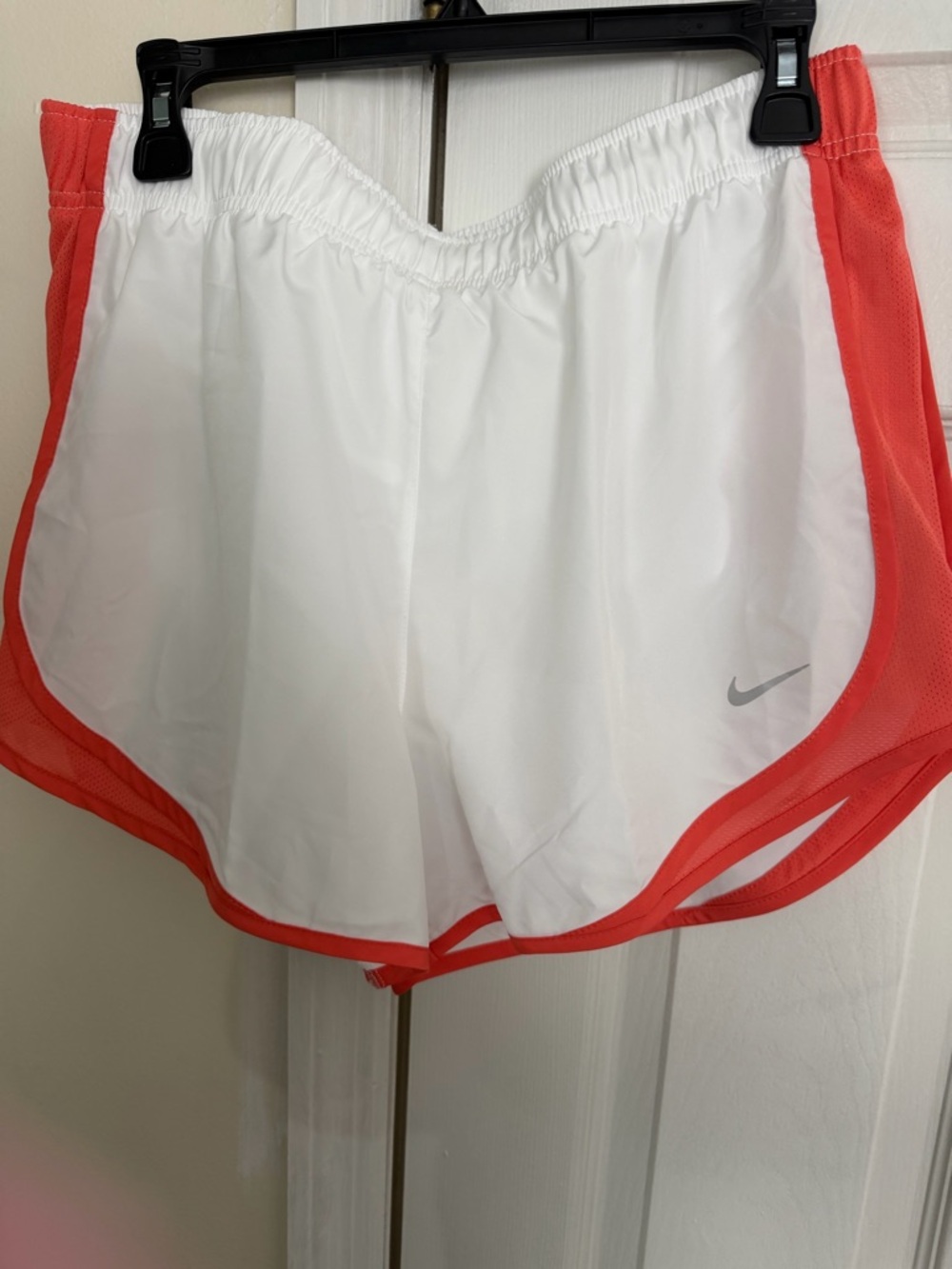 Nike White and Coral Athletic Running Shorts